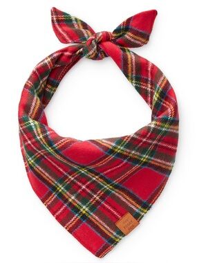 The Foggy Dog Red tartan holidays Christmas Plaid Bandana size Small new